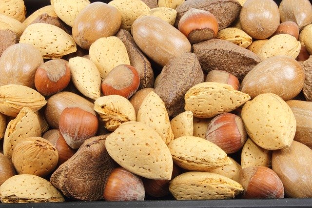 mandle a lískové ořechy ve skořápce